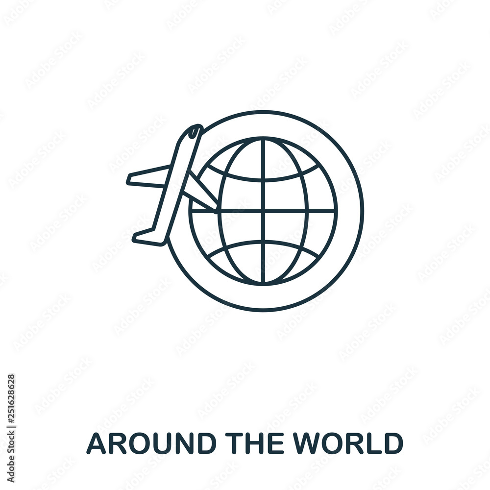 Poster around the world icon. outline thin line style from airport icons collection. pixel perfect around t
