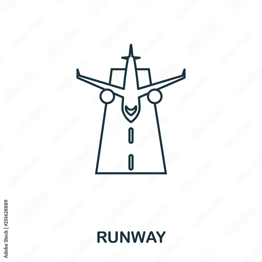 Aufkleber runway icon. outline thin line style from airport icons collection. pixel perfect runway icon for we