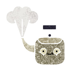 retro illustration style cartoon steaming kettle