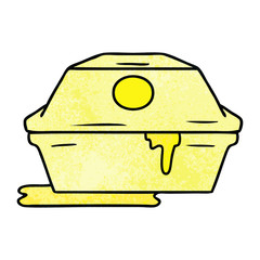 textured cartoon doodle of a fast food burger container