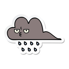 sticker of a cute cartoon storm rain cloud