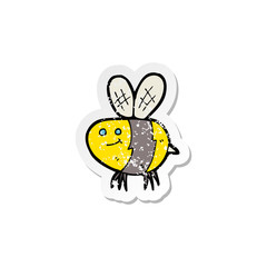 retro distressed sticker of a cartoon bee