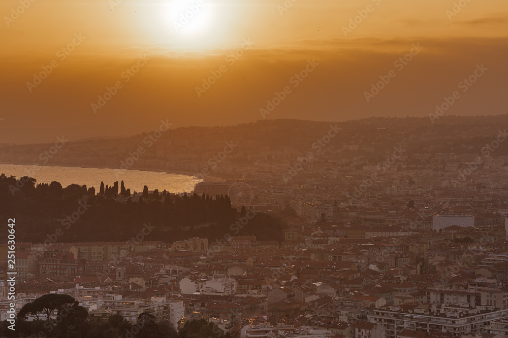 Canvas Prints Nice view of the city at sunset from a height