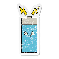 distressed sticker of a cute cartoon battery