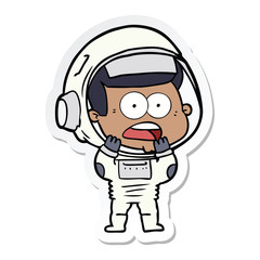 sticker of a cartoon surprised astronaut