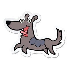 sticker of a happy dog cartoon