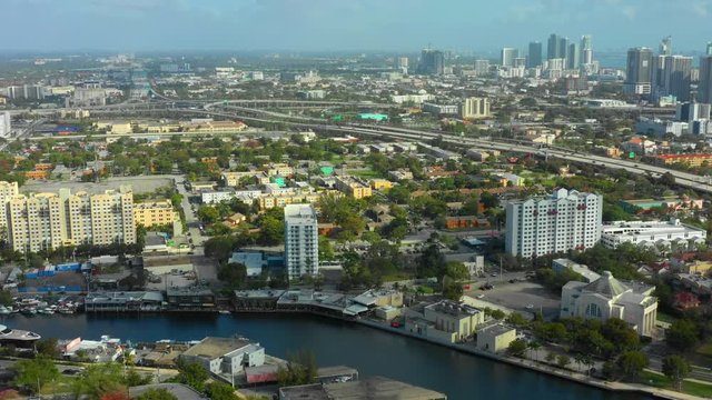 Aerial video Little Havana Downtown Miami Overtown