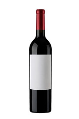 bottle of red wine isolated on white background