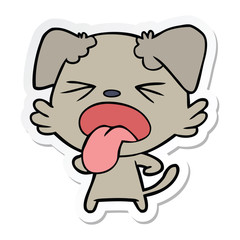 sticker of a cartoon disgusted dog