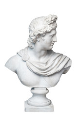 God Apollo bust sculpture. Ancient Greek god of Sun and Poetry Plaster copy of a marble statue...