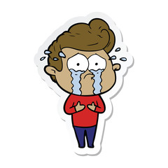 sticker of a cartoon crying man