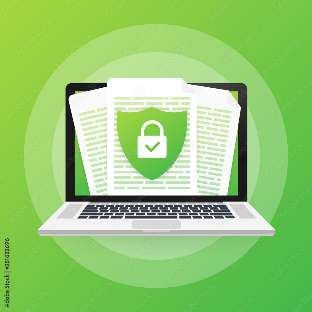 Aufkleber document protection concept, confidential information and privacy. secure data with paper doc roll a