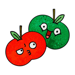 retro grunge texture cartoon apples