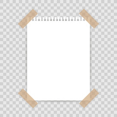 Blank Paper background fixed with sticky tape to Square background. Vector illustration.