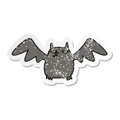 distressed sticker cartoon doodle of a night bat