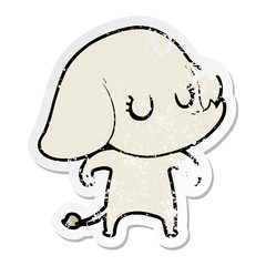 distressed sticker of a cute cartoon elephant