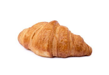 Fresh buttery croissant isolated on white background 