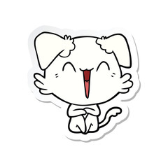sticker of a happy little dog cartoon