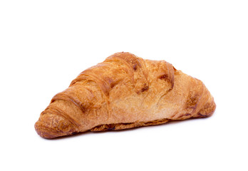 Fresh buttery croissant isolated on white background 