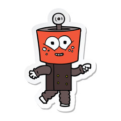 sticker of a happy cartoon robot pointing