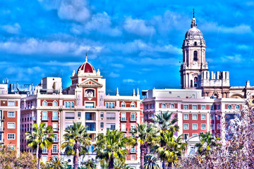 Malaga, Spain. View of the buildings of the Spanish city of Malaga. Architecture. Buildings on a...