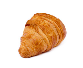 Fresh buttery croissant isolated on white background 