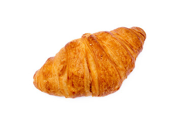 Fresh buttery croissant isolated on white background 