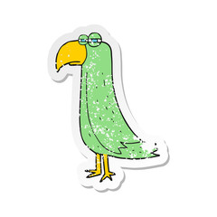 retro distressed sticker of a cartoon parrot