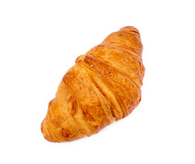 Fresh buttery croissant isolated on white background 