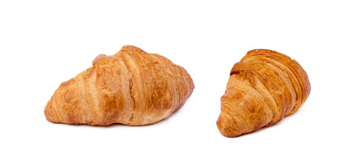 Fresh buttery croissant isolated on white background 