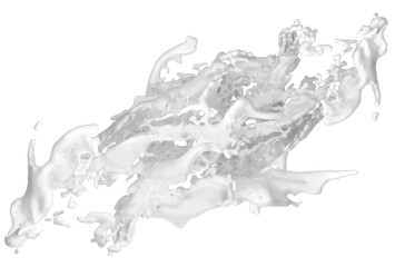 Splash and splashes of white liquid on a white background.