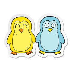 sticker of a cartoon birds holding hands