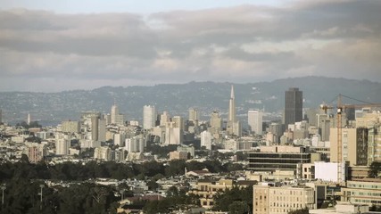 Time lapse of clouds moving past downtown San Francisco, California.