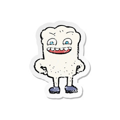 retro distressed sticker of a cartoon happy tooth