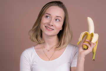 cute girl with a banana