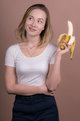 cute girl with a banana