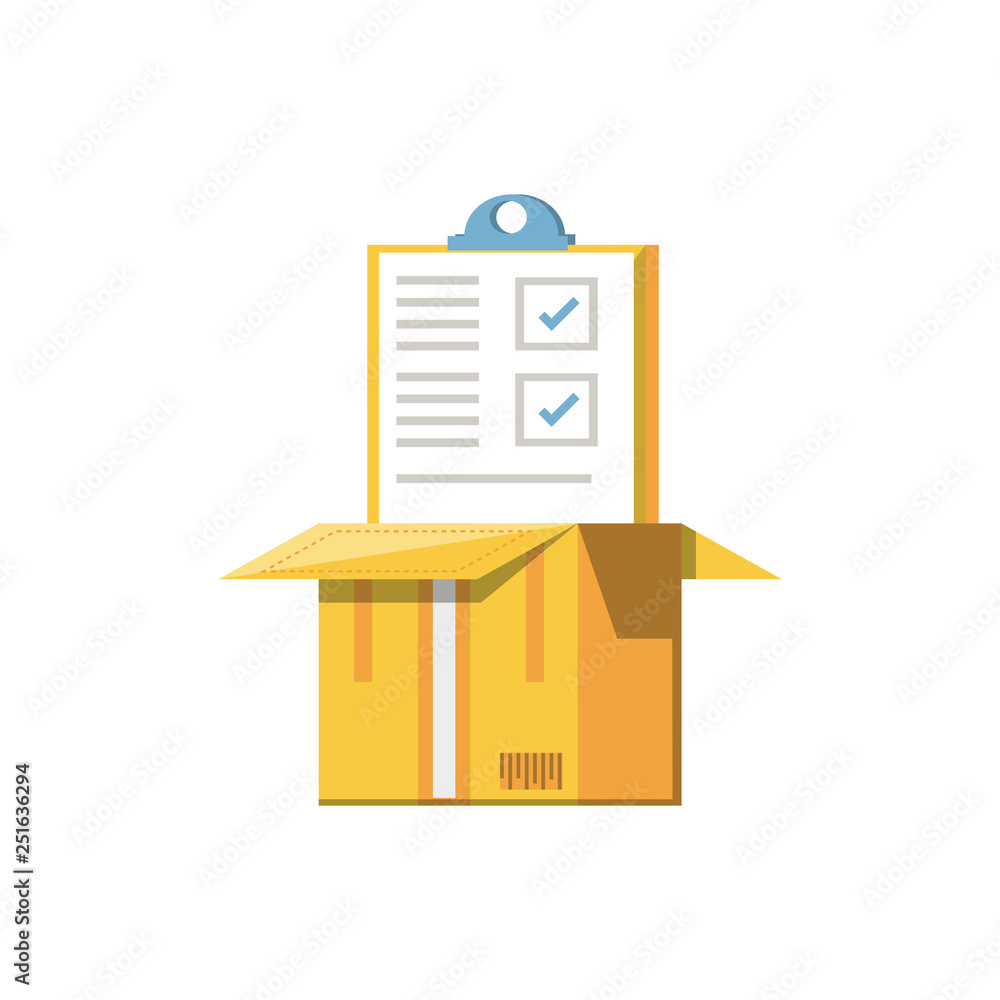 Poster clipboard document with box isolated icon