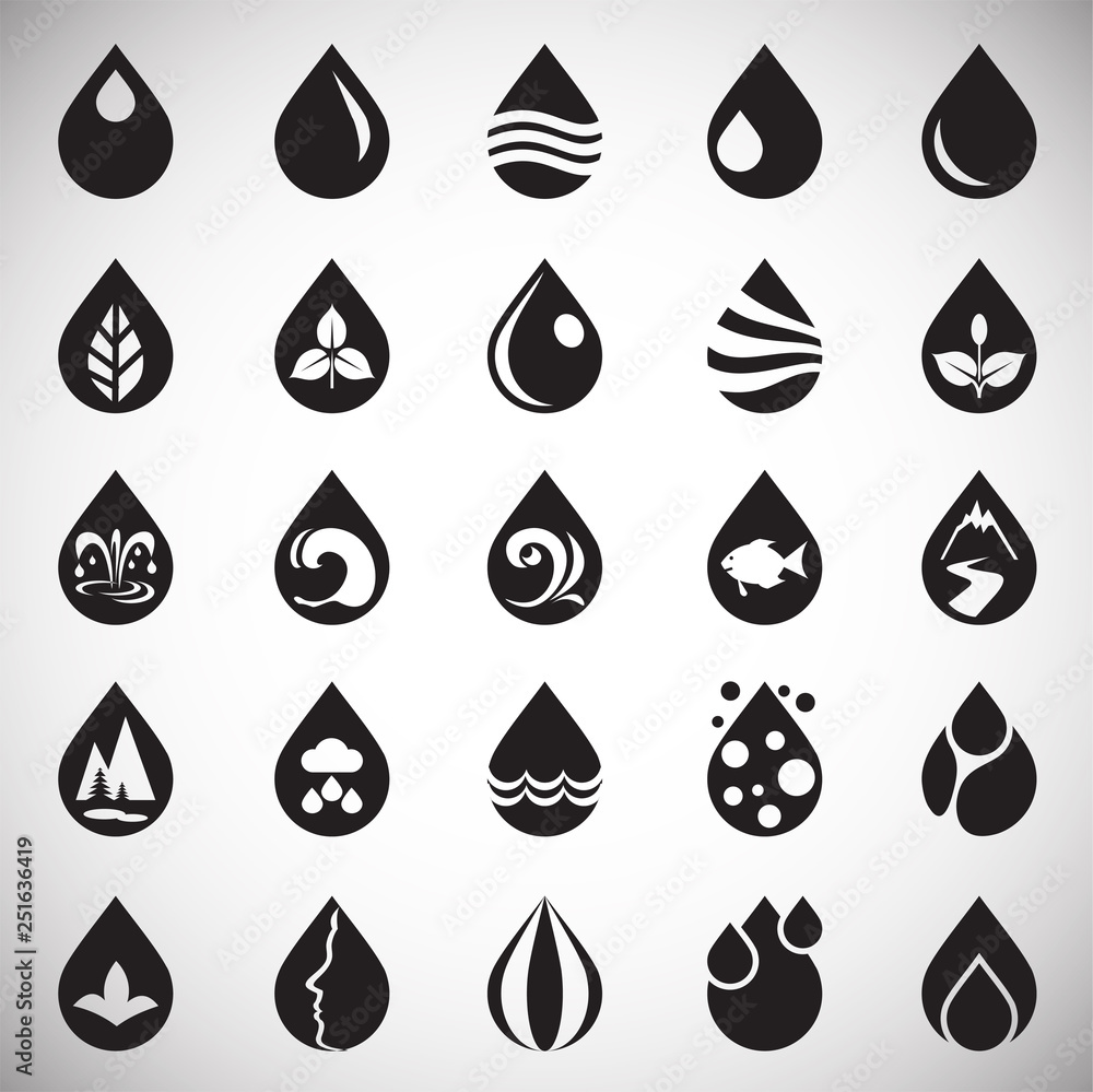 Poster drop water icons set on white background for graphic and web design, modern simple vector sign. inte