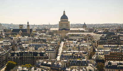 Fototapeta na wymiar PARIS, FRANCE - 02 OCTOBER 2018: View on Paris from roof of Notre Dame cathedral