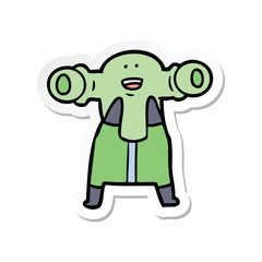 sticker of a friendly cartoon alien