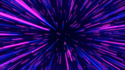 Blue, purple and pink abstract radial lines geometric background. Data flow tunnel. Explosion star. Motion effect. background