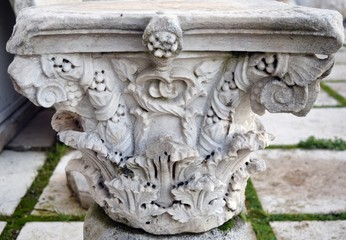 Fragment of an antique column. The antique bas-reliefs.Mugla.Turkey 