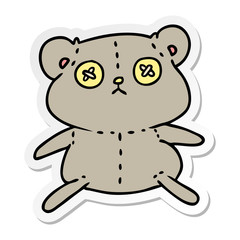 sticker cartoon of a cute stiched up teddy bear