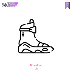 Outline shoes icon of future world icons isolated on white background. Line pictogram. Graphic design, mobile application, logo, user interface. Editable stroke. EPS10 format vector illustration
