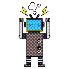 comic book style cartoon robot