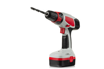 cordless screwdriver on white background