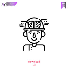 Fototapeta premium Outline brain icon of future world icons isolated on white background. Line pictogram. Graphic design, mobile application, logo, user interface. Editable stroke. EPS10 format vector illustration