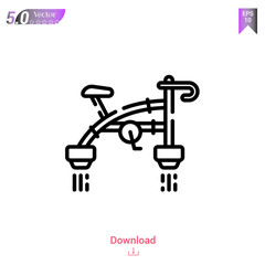 Outline bycicle  icon of future world icons isolated on white background. Line pictogram. Graphic design, mobile application, logo, user interface. Editable stroke. EPS10 format vector illustration
