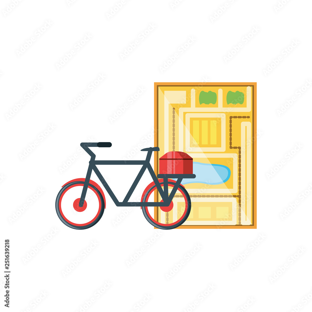 Poster bicycle for logistic service with map guide