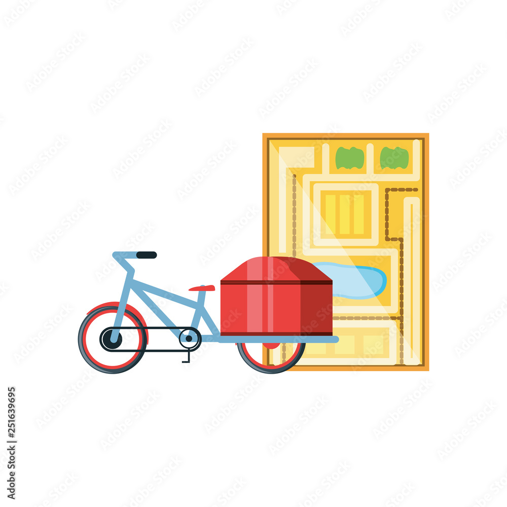 Poster bicycle for logistic service with map guide